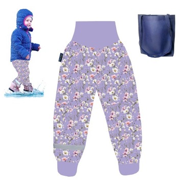 SPODNIE outdoor, trekkingowe, przeciwdeszczowe dziecięce, stokrotki 104 PL