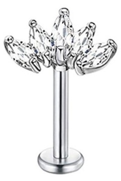 Labret Kolczyk do Ucha Kryształki SS316L 1,2/8