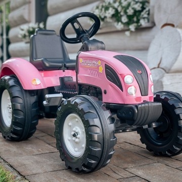 Falk Tractor Pink Pink Country Star для детей, педали с звуковым сигналом для прицепа