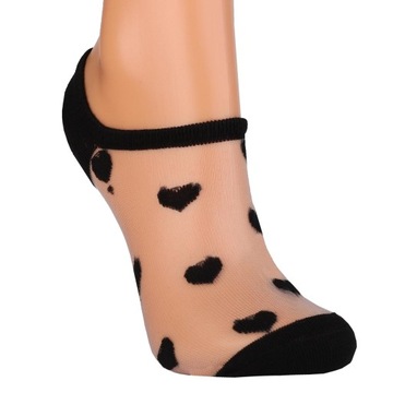 4x Ponožky Dámske Členkové Ponožky Transparentné Srdce Valentín MORAJ 35-38