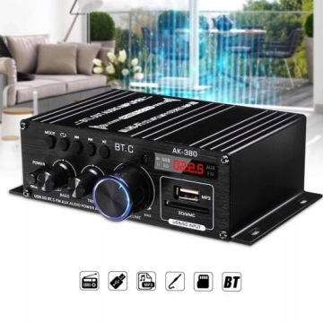 АВТОМОБИЛЬНЫЙ УСИЛИТЕЛЬ BLUETOOTH AK380 800 Вт+ ПУЛЬТ ДИСТАНЦИОННОГО УПРАВЛЕНИЯ