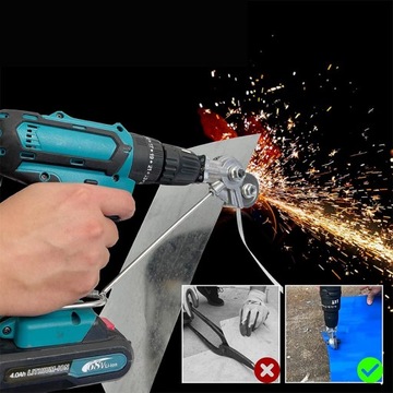 АДАПТЕР ДЛЯ РЕЗКИ ЛИСТОВОГО МЕТАЛЛА ПОД ДРЕЛЬ, ОТВЕРТКУ, УНИВЕРСАЛЬНЫЕ НОЖНИЦЫ ДЛЯ ЛИСТОВОГО МЕТАЛЛА