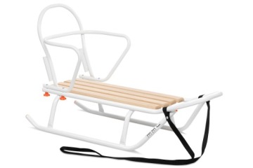 Польские детские санки JEE M + спинка + толкатель + подножки + спальный мешок + ремень