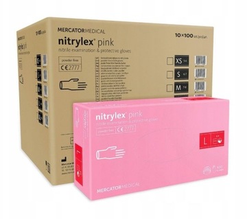RĘKAWICE NITRYLOWE NITRYLEX PINK 100 SZT L 10 kpl.