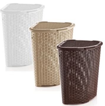 KOSZ na bieliznę narożny,3 KOLORY,DUŻY 60L,Rattan