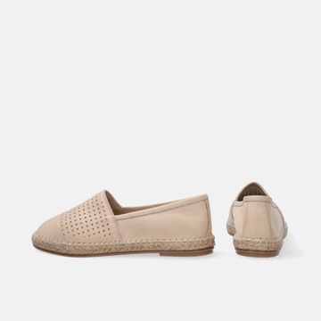 Buty damskie VENEZIA. Modne, wygodne skórzane beżowe espadryle rozm. 40