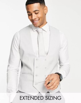 ЭЛЕГАНТНЫЙ МУЖСКОЙ ЖИЛЕТ, СЕРЫЙ, ГЛАДКИЙ, 44 1XMD