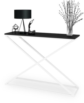 Loftowa Konsola X Przedpokój Metal 110x30x80 Biała+Blat MiniPearl