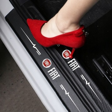 Наклейки на пороги из карбона для Fiat