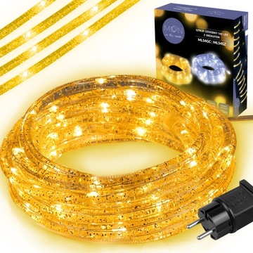 WĄŻ ŚWIETLNY SZNUR LAMPKI CIEPŁE BIAŁE 100 LED 10M