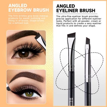 BEILI Скошенная двусторонняя кисть для подводки бровей и глаз с синтетическим ворсом.