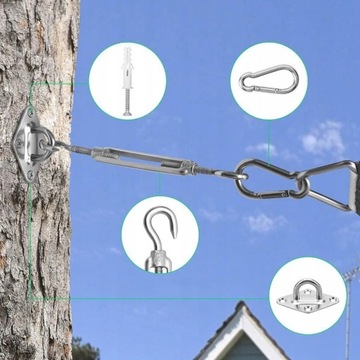 ZESTAW OSPRZĘTU DO MONTAŻU ŻAGLI PRZECIWSŁONECZNYCH STAL NIERDZEWNA