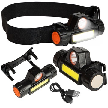 LATARKA CZOŁOWA MOCNA LAMPA COB USB LED Z MAGNESEM
