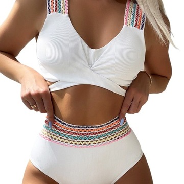 STRÓJ KĄPIELOWY DAMSKI SEXY KOSTIUM WYSOKI STAN WYGODNE BIKINI BOHO PUSH