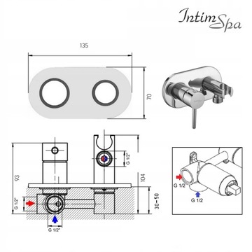 Смеситель Bidetta NOVAL с ручкой IntimSpa