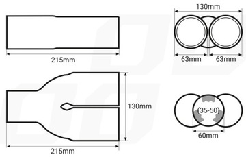 ВЫХЛОПНЫЙ ГЛУШИТЕЛЬ КРЫШКА INOX ДВОЙНАЯ ТРУБА НЕРЖАВЕЮЩАЯ СТАЛЬ