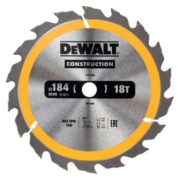 DT1938 DEWALT PIŁA DO DREWNA TARCZA 184x16mm 18z