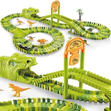 TOR WYŚCIGOWY AUTKO DINOZAURY PARK DINO XL 168el T- REX MEGA ZESTAW DUŻY