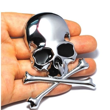 Naklejka CZASZKA Metal CHROM na Motocykl Kask Auto