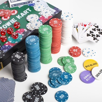 POKER ZESTAW DO GRY W POKERA TEXAS 300 SZT ŻETONÓW WALIZKA KARTY
