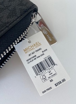 Michael Kors duży czarny portfel skórzany z logo