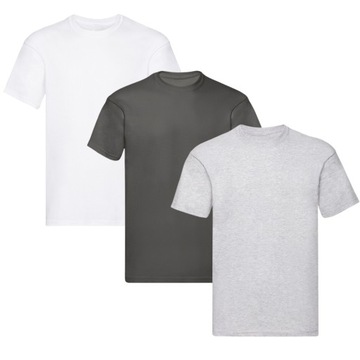 3-pack T-shirtów męskich 100% bawełna 150G/M2 S-2XL BIAŁY/GRAFITOWY/SZARY