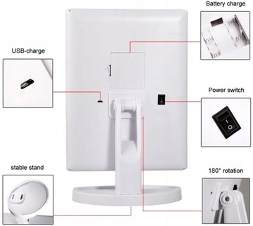 Зеркало для макияжа, косметическое зеркало со светодиодной подсветкой, 3-кратное увеличение!
