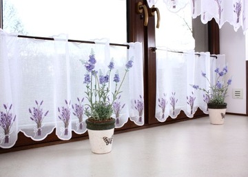 Заздростка Белая Штора для кухни Лаванда Высота вышивки 70 см