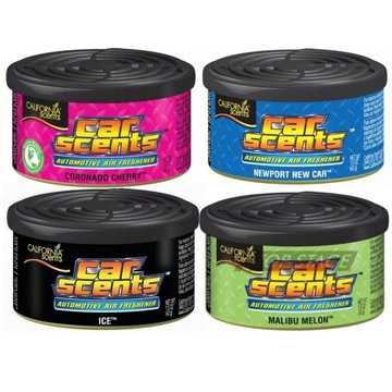 CALIFORNIA CAR SCENTS MIX ZAPACHÓW CORANDO CHERRY ICE NEW CAR MALIBU MELON