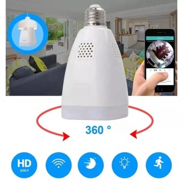ЛАМПОЧКА КАМЕРЫ E27 IP WIFI FULL HD 3MPX LED 360°