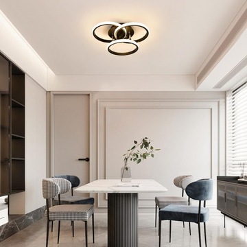 СВЕТОДИОДНЫЙ ПОТОЛОЧНЫЙ СВЕТИЛЬНИК СОВРЕМЕННАЯ ЛЮСТРА С ЧЕРНЫМ КОЛЬЦОМ ДЛЯ КОМНАТЫ 40ВТ 3000К