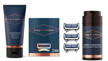 Męski zestaw 3w1 Gillette prezent upominek KING C żel, krem , wkłady