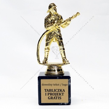 WYPASIONA statuetka STRAŻAK PSP, OSP 18cm +DUŻY KAMIEŃ I grawerka GRATIS
