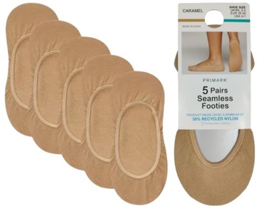 5x PRIMARK niewidoczne SKARPETKI stopki DAMSKIE mikrostopki BEŻ 39-42