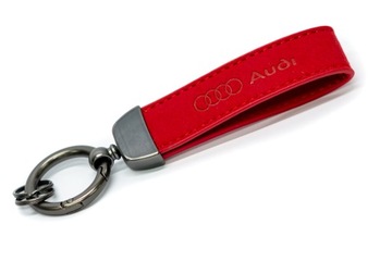 Brelok do kluczy AUDI czerwony alkantara skóra zamsz