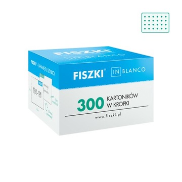 Czyste FISZKI IN BLANCO 300 sztuk – miętowe kartoniki w kropki