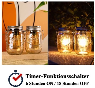 Фонарь в баночке с функцией таймера (2 шт.)