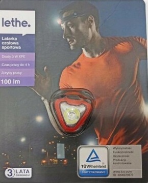 Lethe latarka czołowa sportowa czerwona