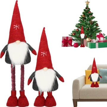 SKRZAT GNOM ŚWIĄTECZNY MIKOŁAJ NA ŚWIĘTA TELESKOPOWY STOJĄCY 50 - 90 CM