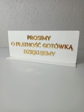 Akrylowa tabliczka stojak PŁATNOŚĆ GOTÓWKĄ LUB BLIKIEM połysk