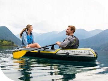 Двухместная надувная лодка Intex Seahawk. Насос + лопасти 68347 МОДЕЛЬ 2024 г.