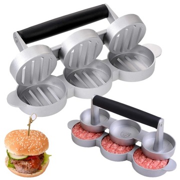 Prasa Do Hamburgerów Forma Mini Kotletów Metalowa + 60x Papier Aluminium