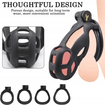ЧЕРНЫЙ РЕМЕНЬ ЦЕЛОМУДРИЯ МАЛЫЙ МУЖСКОЙ РЕМЕНЬ-КЛЕТКА ДЛЯ ПЕНИСА COBRA CHASTITY M