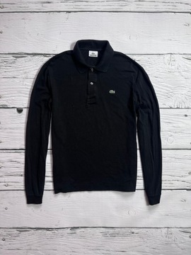 LACOSTE CZARNA BLUZKA MĘSKA Z KOŁNIERZYKIEM LONGSLEEVE PREMIUM