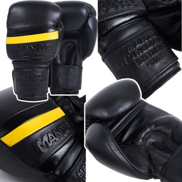Rękawice bokserskie treningowe Manto Carbon CZARNE SKÓRZANE r. 14oz