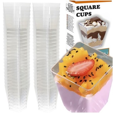 Pucharki Deserowe Piramidki do Deserów Kwadratowe 120ml Przekąski Deser