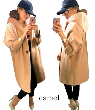 ДЛИННОЕ ПАЛЬТО АЛЬПАКА С КАПЮШОНОМ, цвета OVERSIZE
