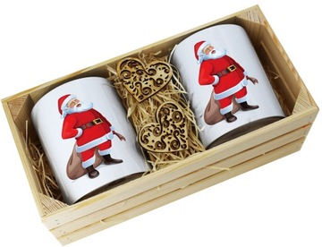 PREZENT ŚWIĄTECZNY ZESTAW KUBKÓW W SKRZYNCE KUBKI