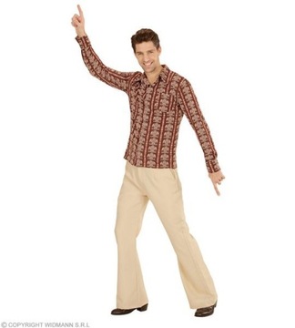 МУЖСКАЯ РУБАШКА ДИСКО, КОРИЧНЕВАЯ, 70-Е, xxl