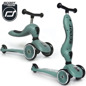 КОМПЛЕКТ СКУТЕРА Scoot And Ride Forest 2 в 1 + ШЛЕМ со светодиодами от S до M 2-5L